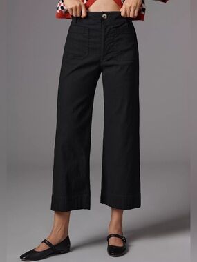 🖤 Anthropologie Maeve The Colette Black Cropped HighRise Wide Leg Pants Stretchy